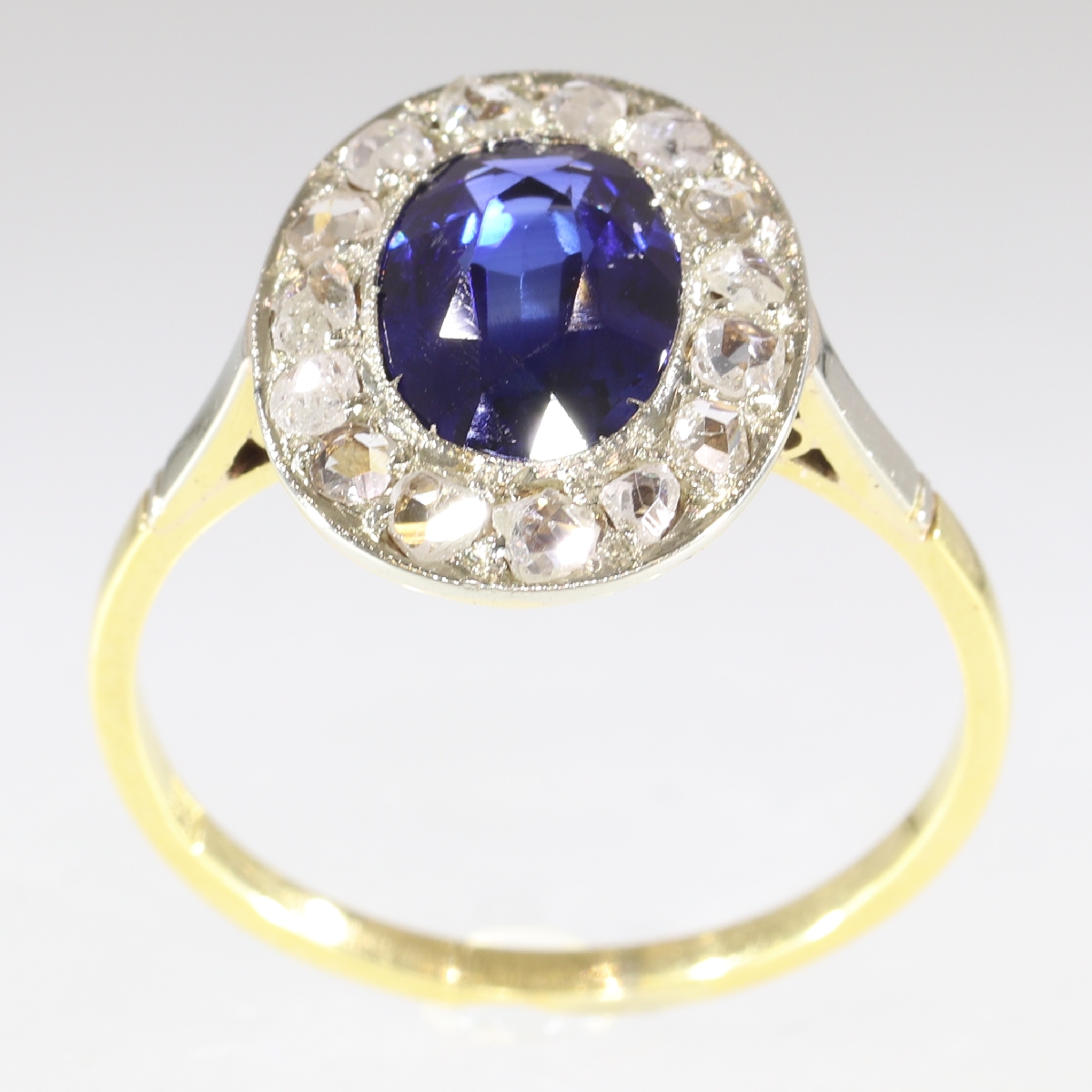 Estate diamond and sapphire anniversary or engagement ring (image 3 of 11)